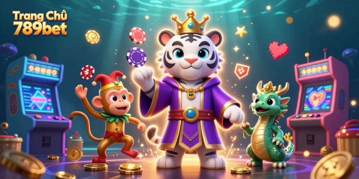 Engage with Trang Chủ 789bet's exciting gaming atmosphere featuring vibrant characters and colorful casino elements.