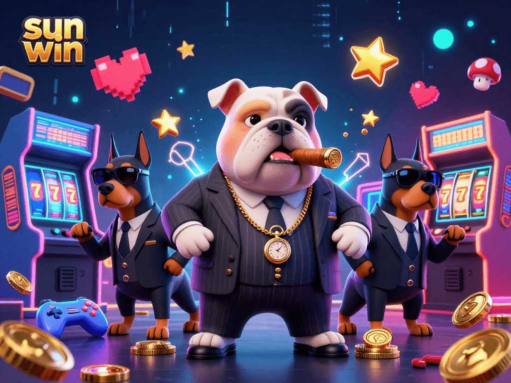 Engage with "sun win" at its finest featuring elite mafia characters amidst vibrant casino gameplay.