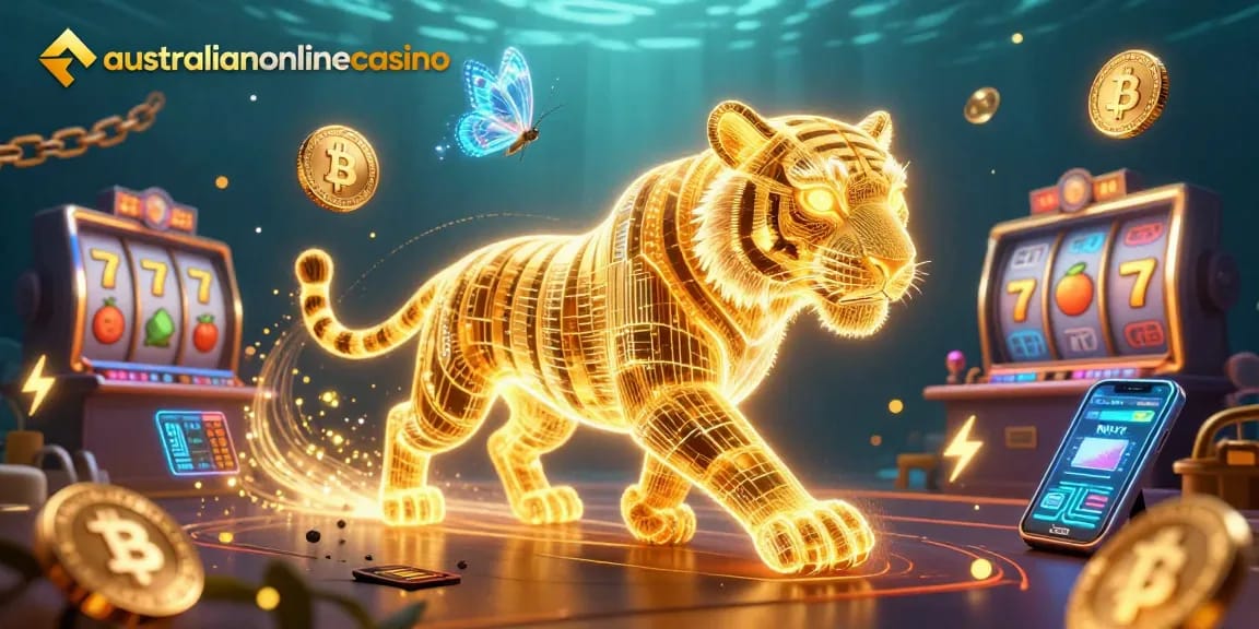 Engage with australianonlinecasino's dynamic digital casino landscape showcasing vibrant slot games.