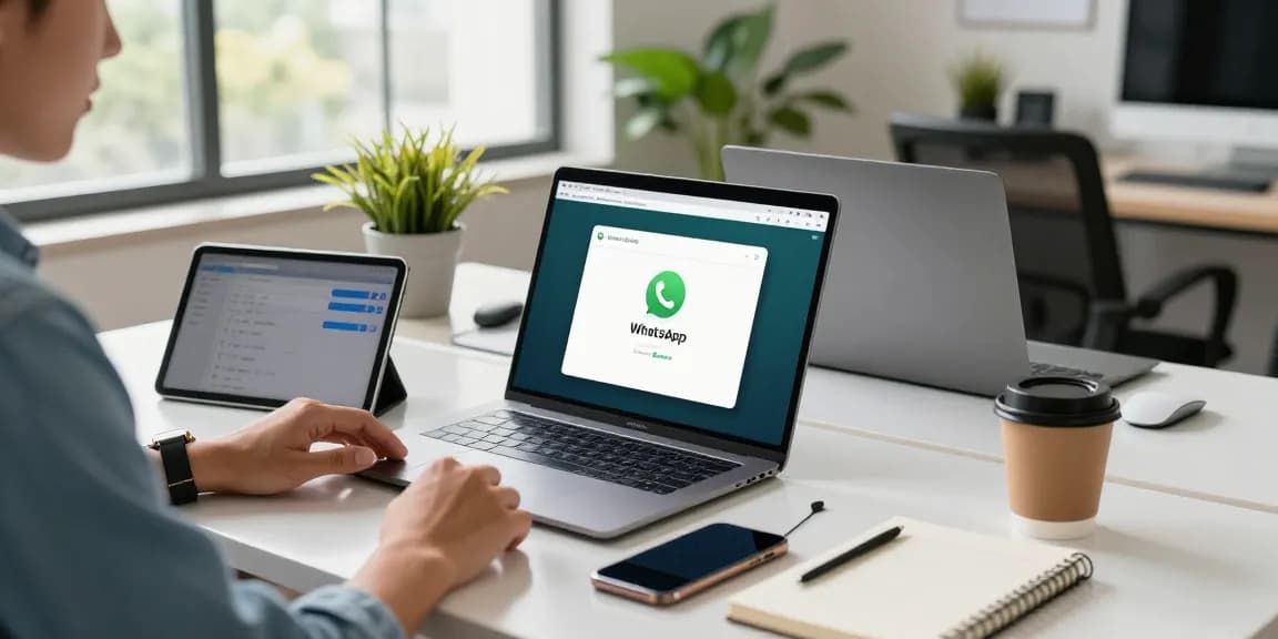 Engaging workspace demonstrating WhatsApp下載 on multiple devices, promoting seamless communication.