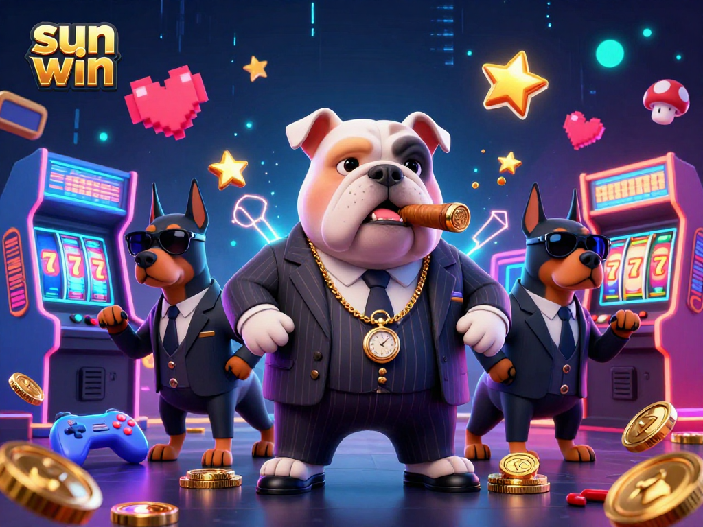 Engage with "sun win" at its finest featuring elite mafia characters amidst vibrant casino gameplay.