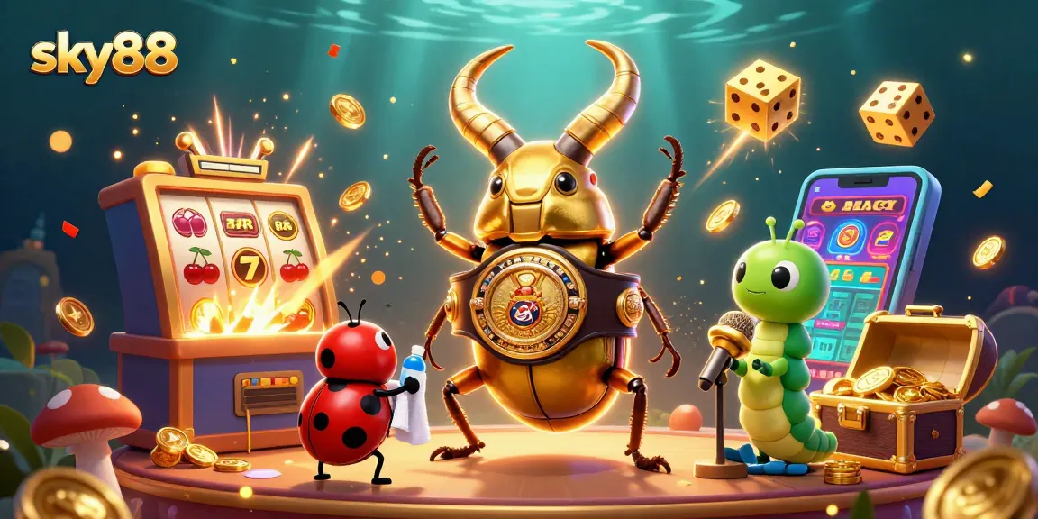 Engage with the vibrant sky88 casino scene featuring a golden stag beetle and exciting game elements.