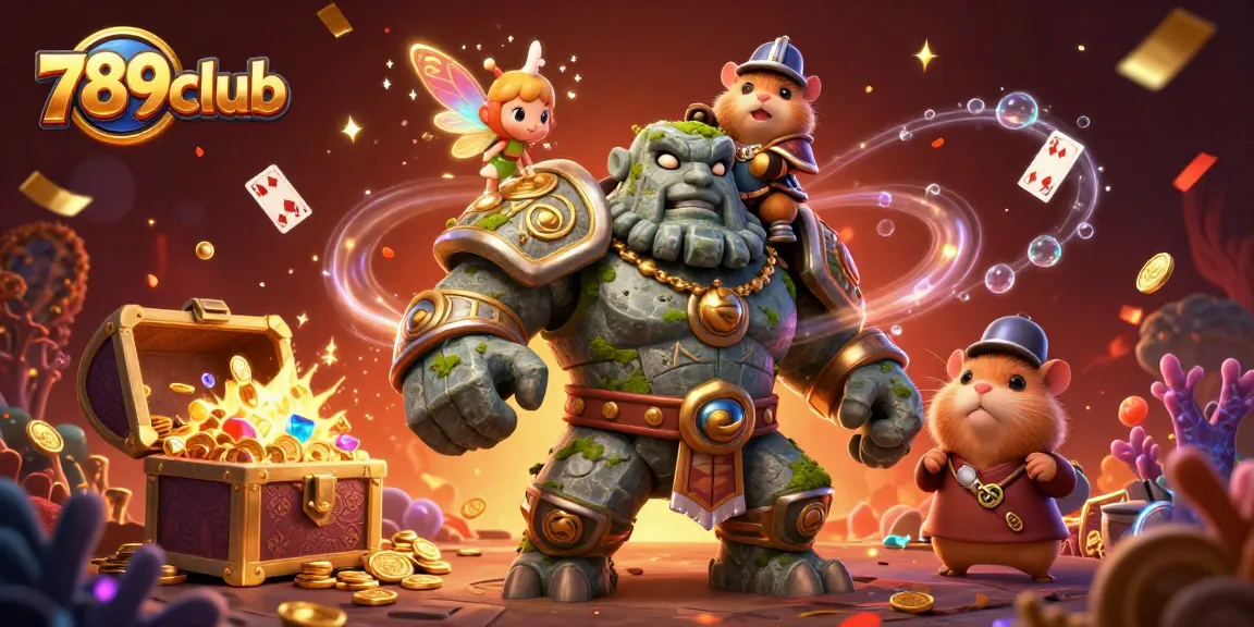 Experience excitement at 789club with a magical 3D scene featuring animated characters and casino elements.
